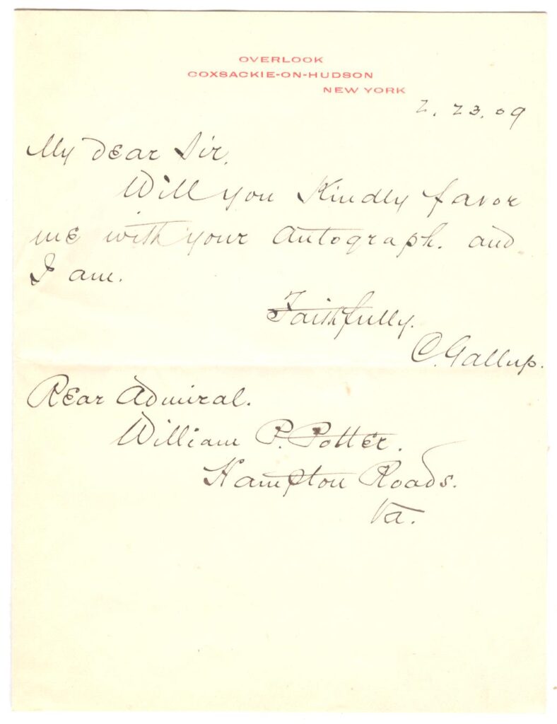 Admiral Potter - Autograph Letter 001