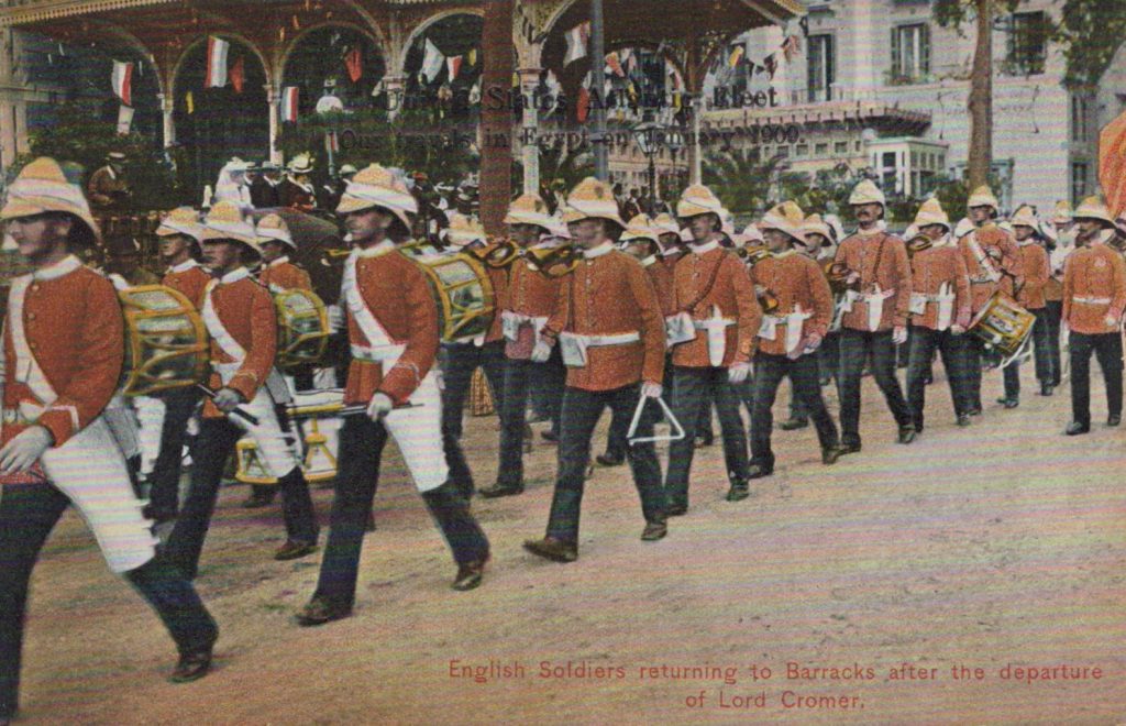 English Soldiers returning to Barracks after the departure of Lord Cromer