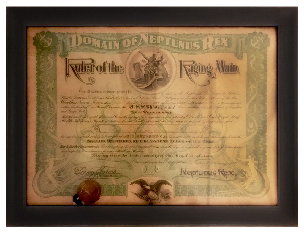 USS Rhode Island Certificate