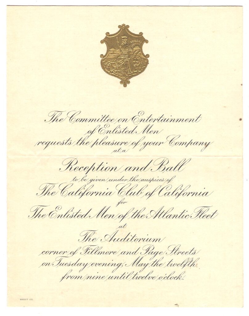 Invitation to Reception and Ball - California Club 001