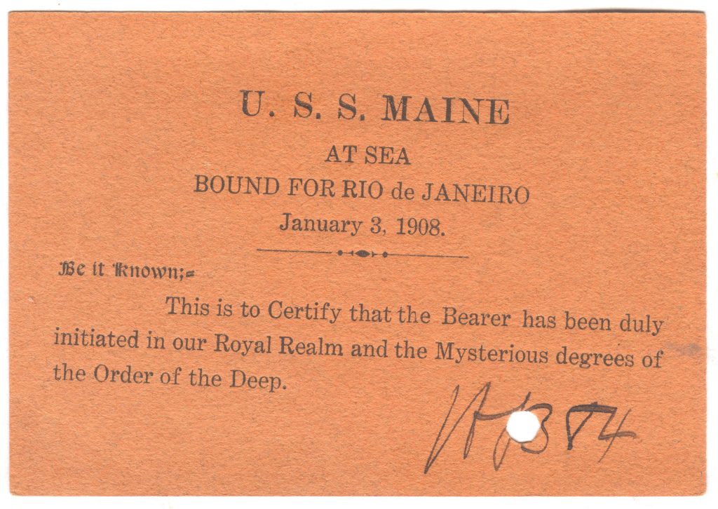 USS Maine - Crossing the Line Card